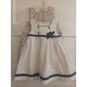 Set of 2 sundresses toddler 18 months nautical floral cotton/linen summer party